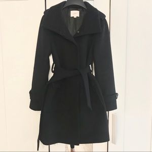 LOFT Black Wrap Wool Coat PXXS